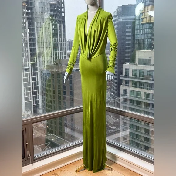 🆕 RAT & BOA 🧿 NWOT Octavia Long Sleeve Column Maxi Dress, Green - Sz M US 6 - Picture 6 of 17